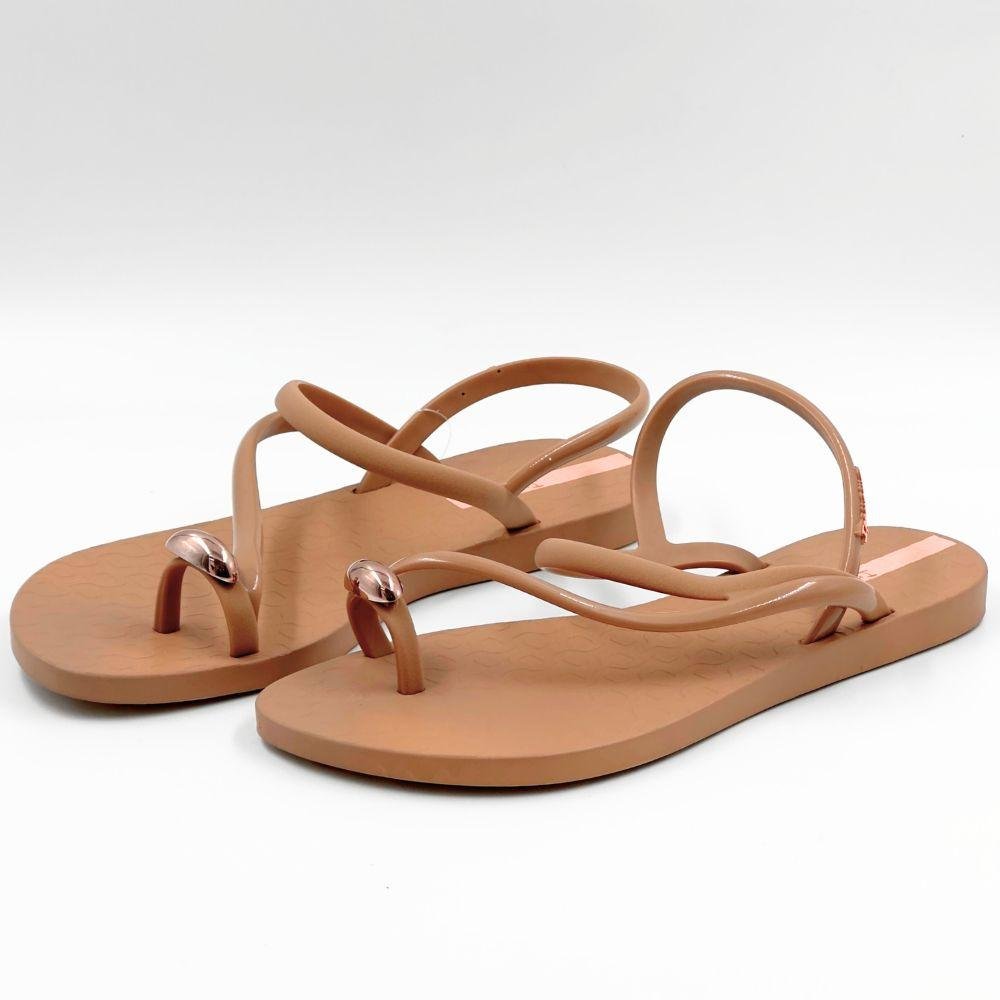 Sandália Ipanema Rasteira Glam Ring Feminina Marrom/Rose 2