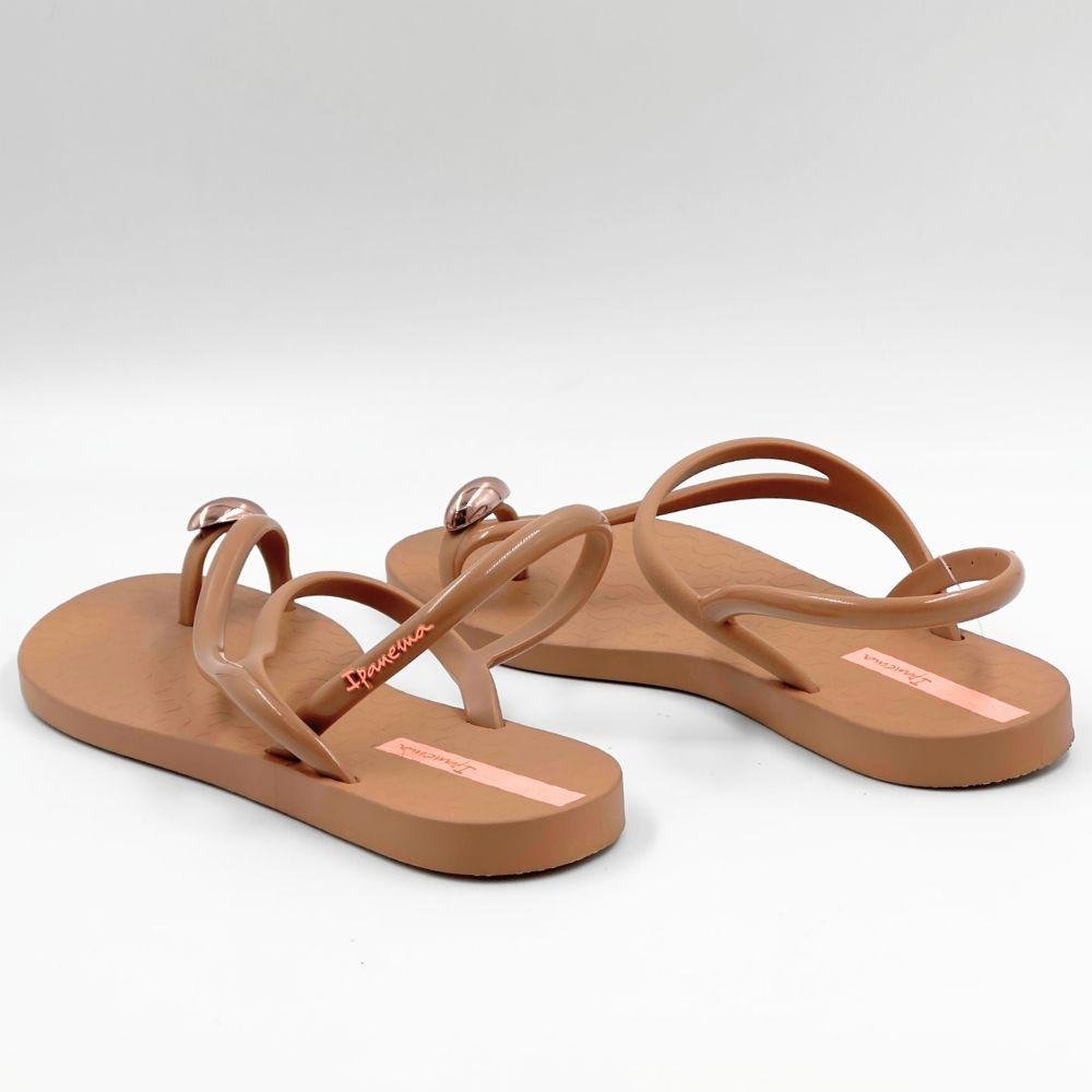 Sandália Ipanema Rasteira Glam Ring Feminina Marrom/Rose 3