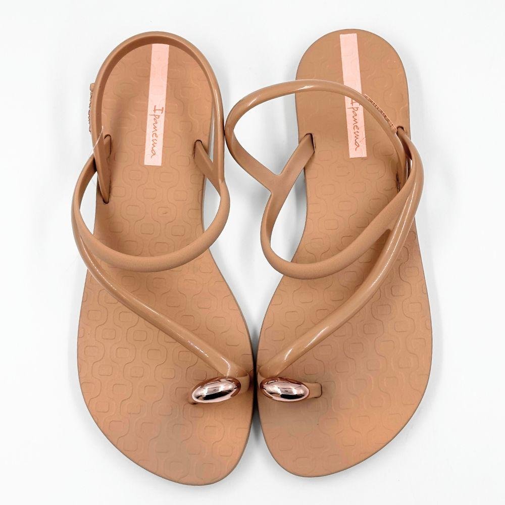 Sandália Ipanema Rasteira Glam Ring Feminina Marrom/Rose 4
