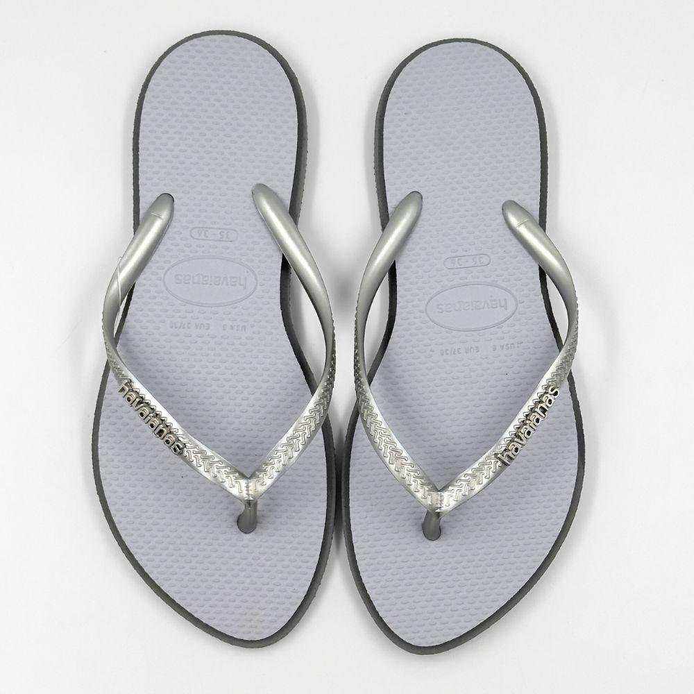 Chinelo Havaianas Slim Point Feminino Cinza Aço 4