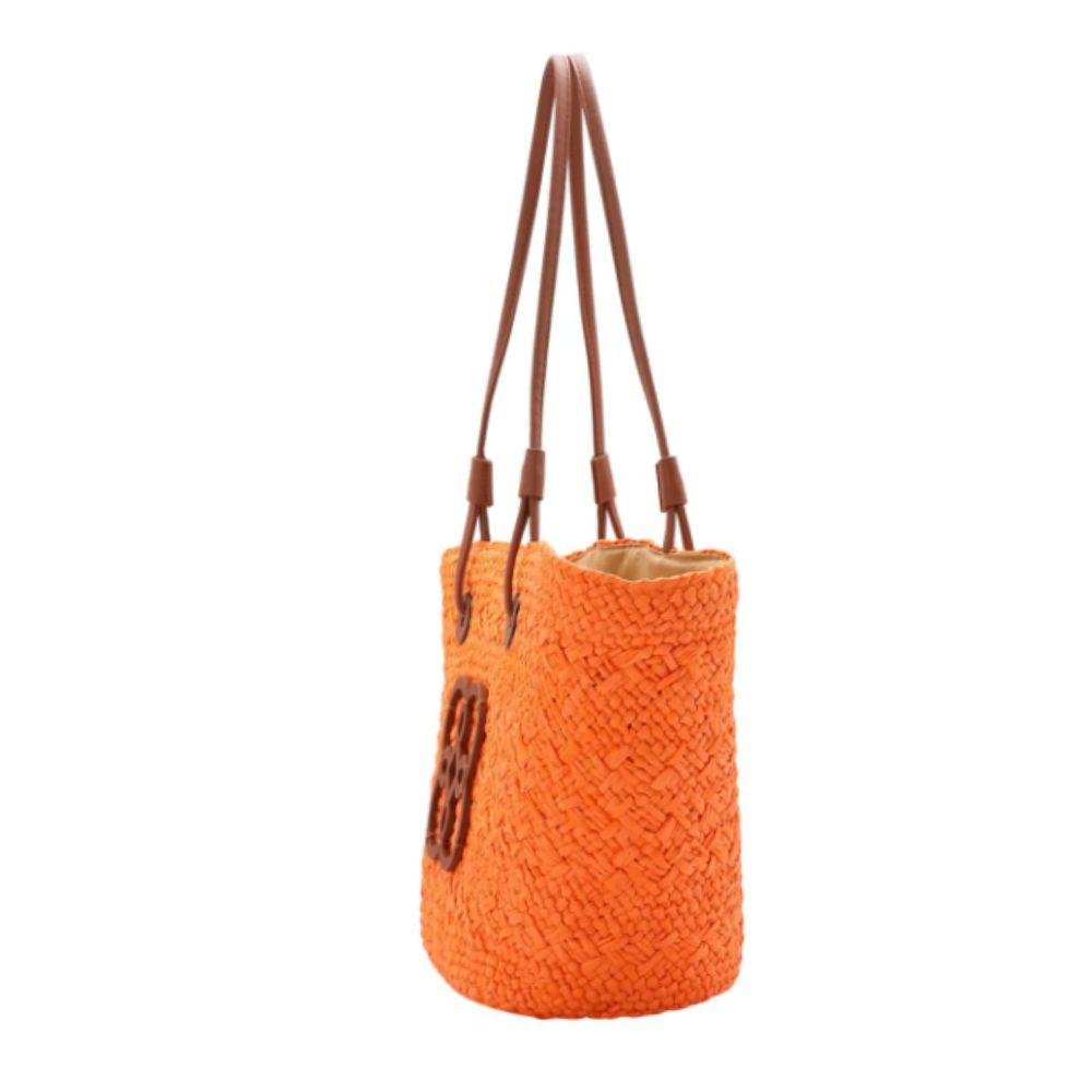 Bolsa de Praia Chenson Sacola Palha Grande Feminina Laranja 2