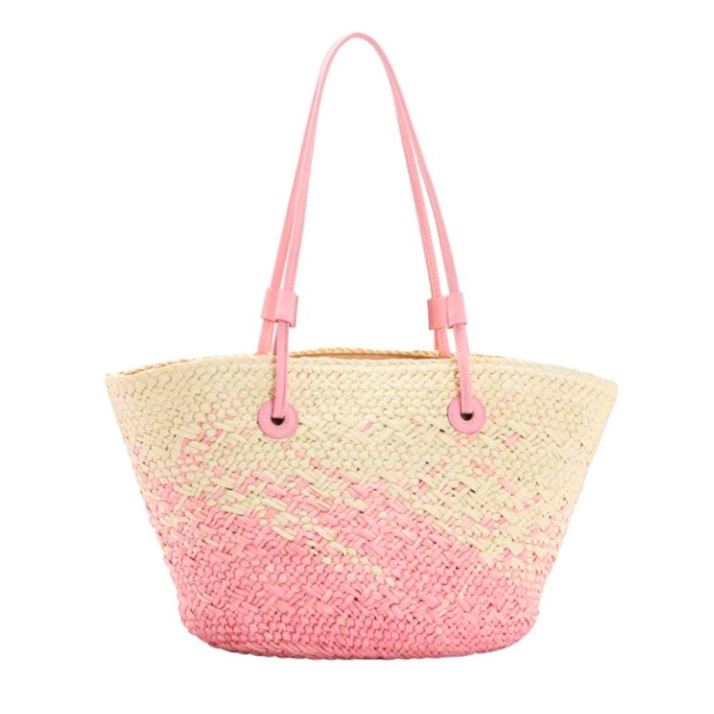 Bolsa de Praia Chenson Sacola Palha Grande Feminina Rosa 3