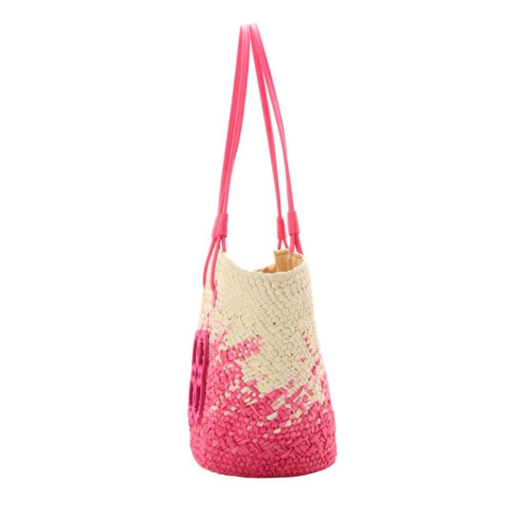 Bolsa de Praia Chenson Sacola Palha Grande Feminina Rosa Pink 2