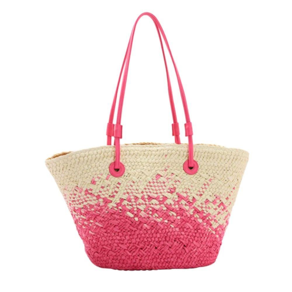 Bolsa de Praia Chenson Sacola Palha Grande Feminina Rosa Pink 3