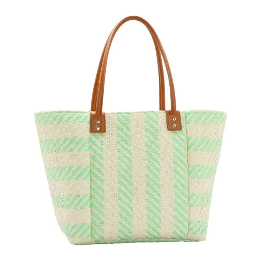 Bolsa de Praia Chenson Sacola Palha Grande Feminina Verde 3
