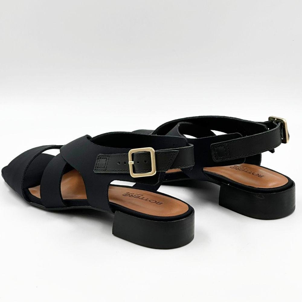 Sandália Bottero em Malha Elástica Casual Salto Baixo Feminina Preto 3