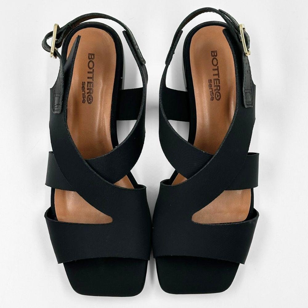 Sandália Bottero em Malha Elástica Casual Salto Baixo Feminina Preto 4