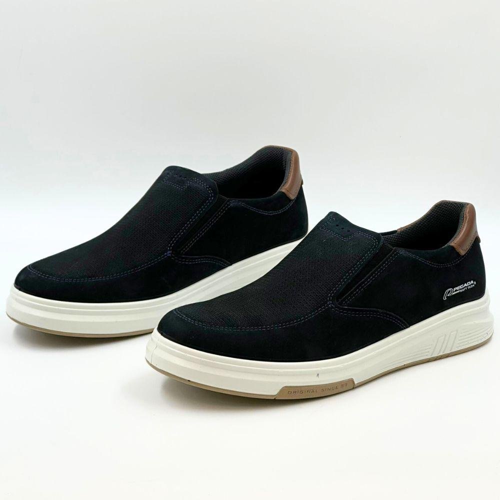 Sapatênis Pegada Slip Masculino Azul Marinho/Conhaque 2