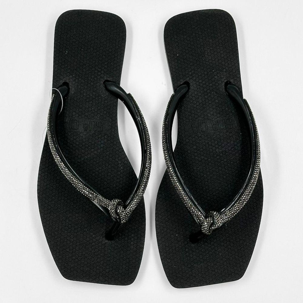 Chinelo Sua Cia com Strass Feminino Preto 3