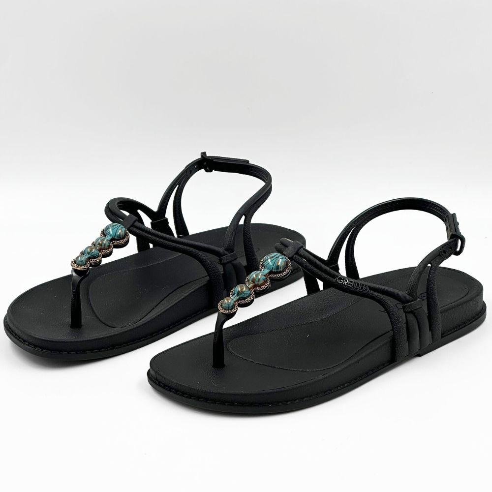 Sandália Grendha Casual Rasteira Feminina Preto 2