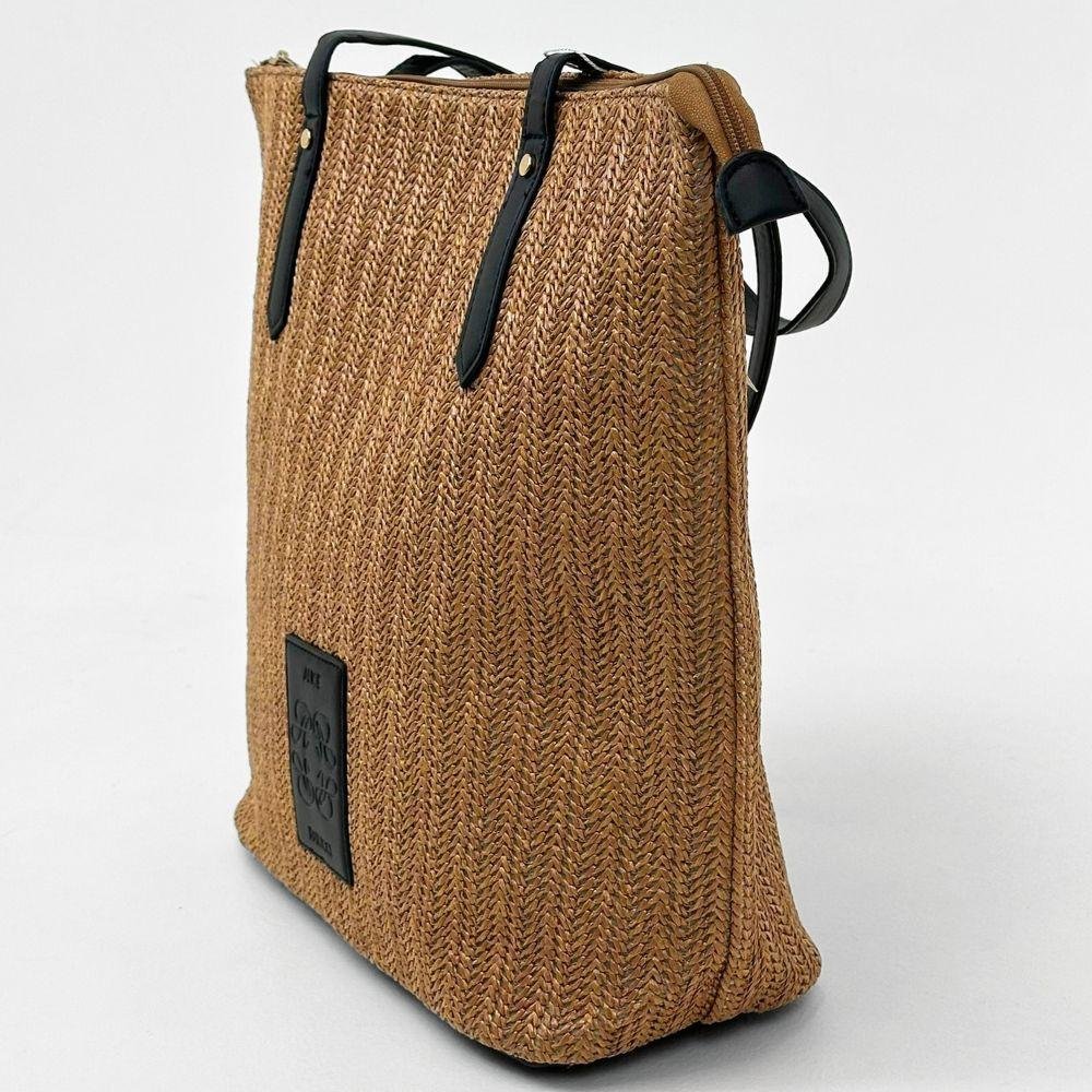 Bolsa De Praia Alice Palucci Sacola Feminina Caramelo/Preto 2