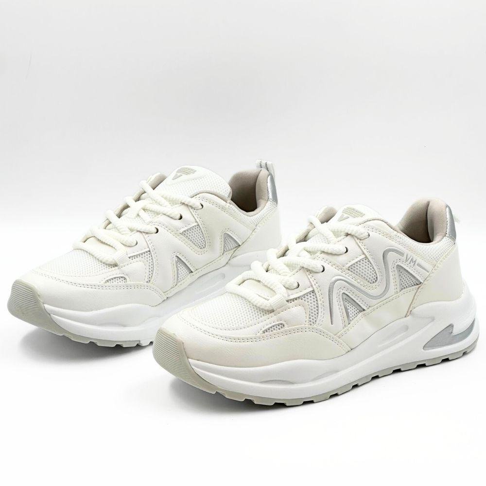 Tênis Via Marte Casual com Cadarço Feminino Branco/Prata 2