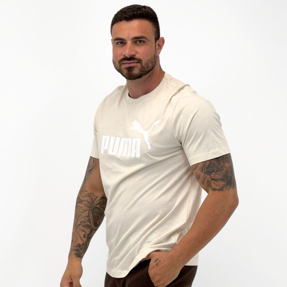 Camiseta Puma Manga Curta Gola Redonda Logo Tee Masculina Branco 2
