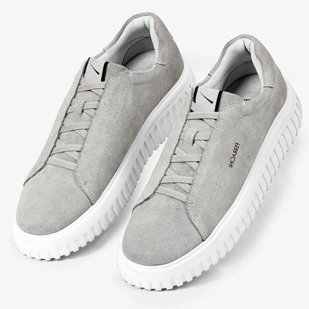 Sapatênis Ferracini Sneaker em Camurça com Cadarço Elástico Masculino Cinza 2