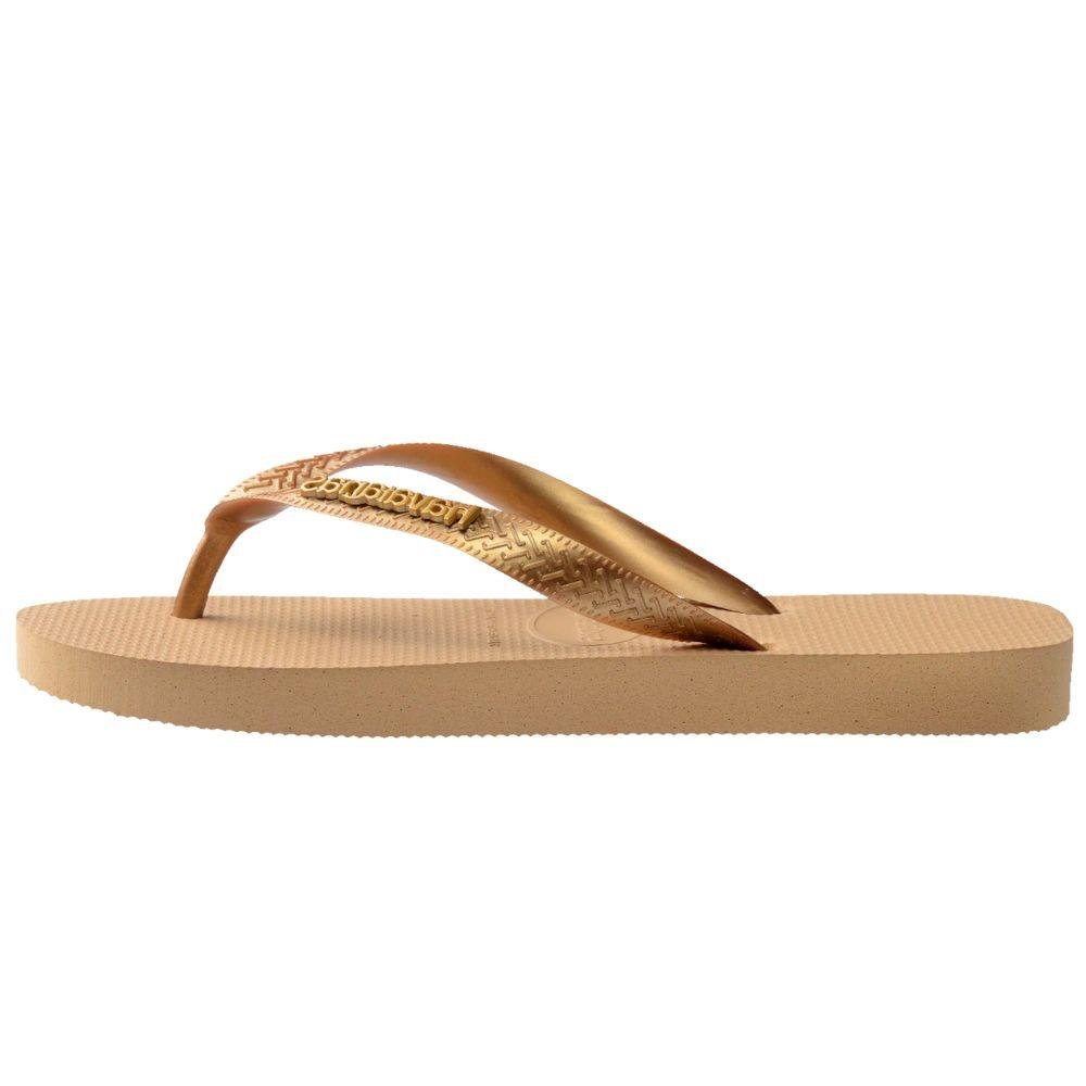 Chinelo Havaianas Top Logo Metallic Tira Larga Feminino Dourado 3