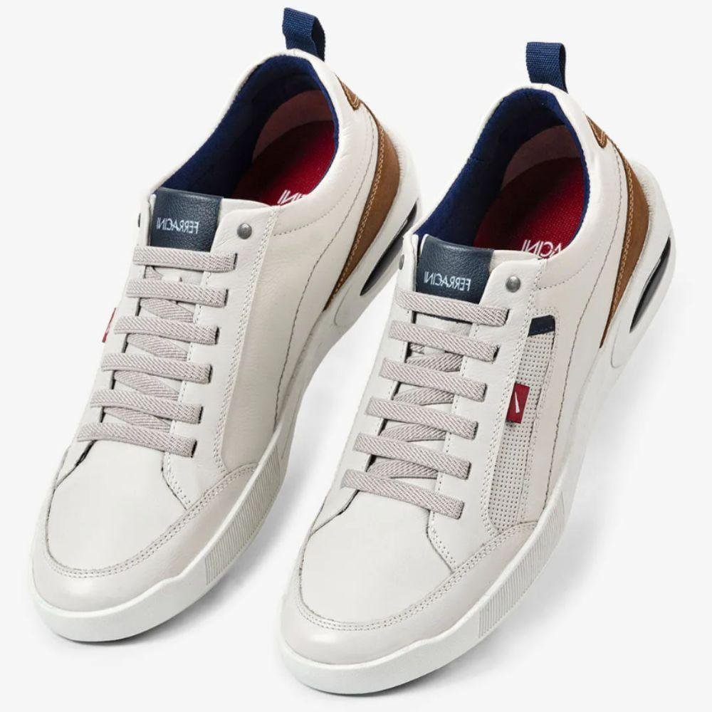 Sapatênis Ferracini Casual com Cadarço Elástico Masculino Branco 2