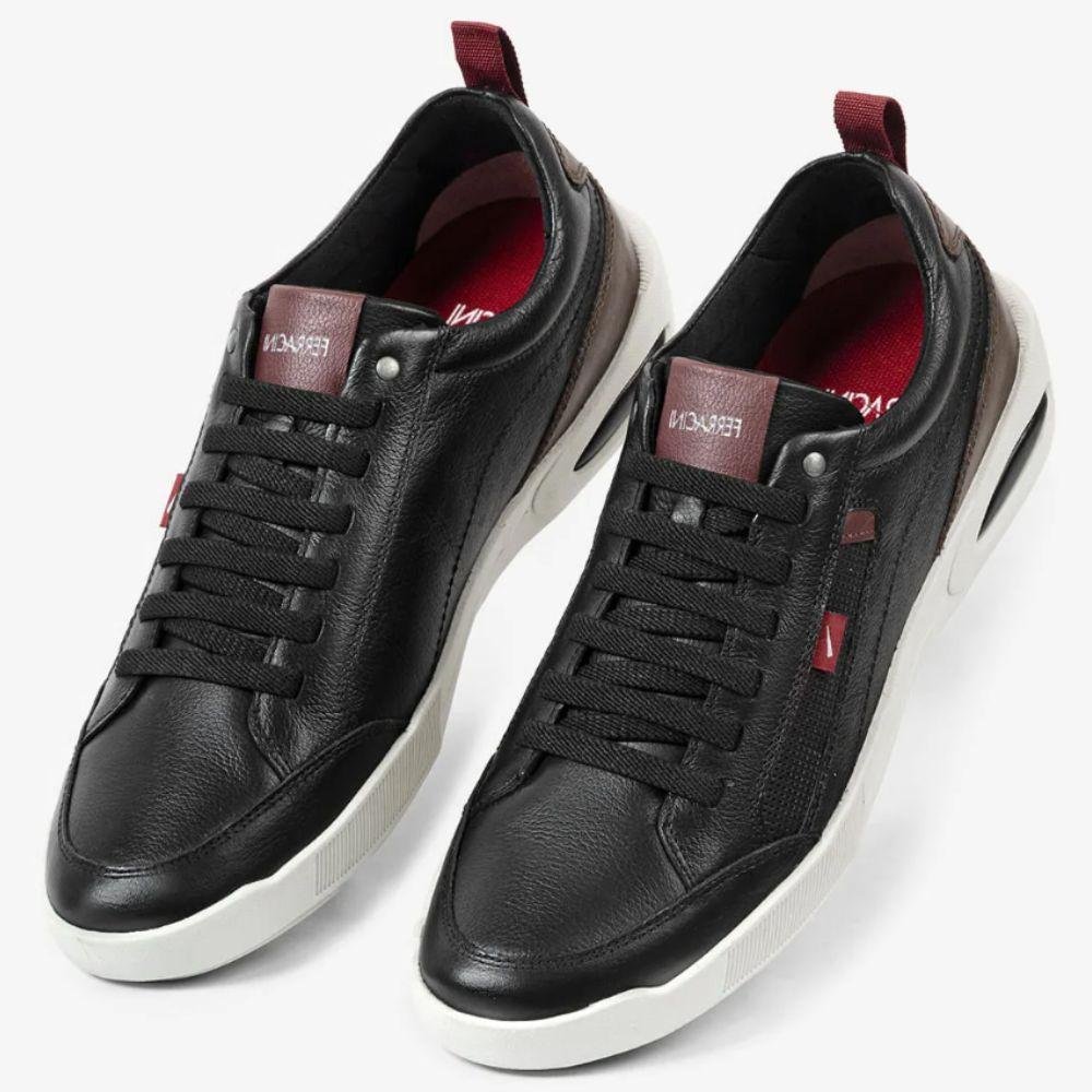 Sapatênis Ferracini Casual com Cadarço Elástico Masculino Preto 2