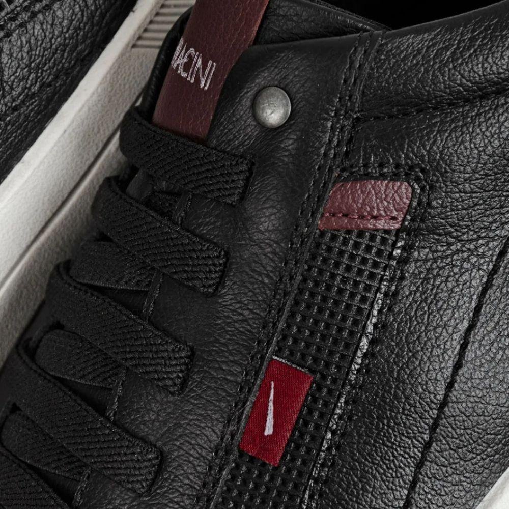 Sapatênis Ferracini Casual com Cadarço Elástico Masculino Preto 4