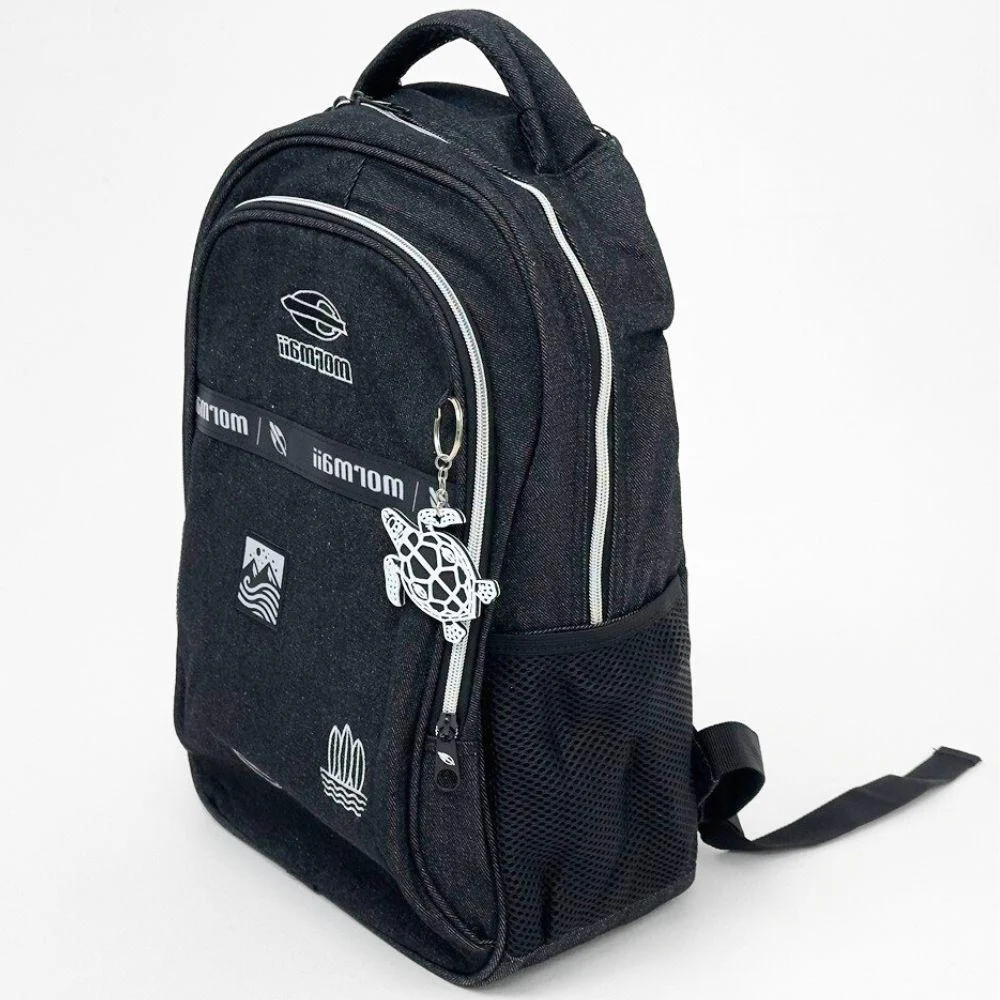 Mochila Mormaii Jeans Casual com Chaveiro Feminina Preto 2