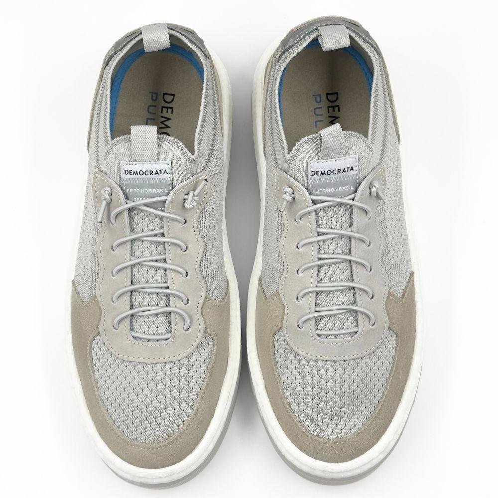 Sapatênis Democrata Beat Pulse com Cadarço Elástico Masculino Cinza 4
