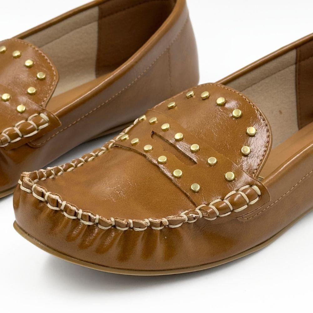 Sapato Vizzano Mocassim em Verniz com Aplicações Feminino Marrom 3