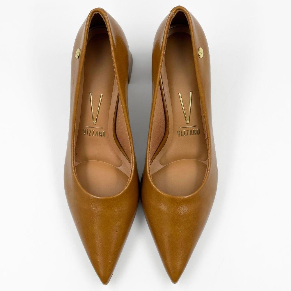 Sapato Vizzano em Verniz Bico Fino Salto Bloco Feminino Marrom 4