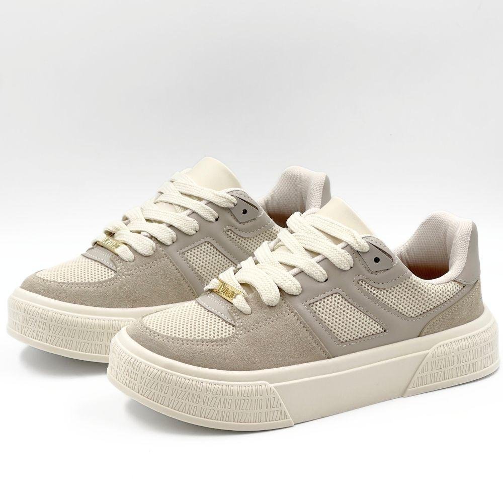 Tênis Vizzano Casual Flatform com Cadarço Feminino Cinza/Bege 2