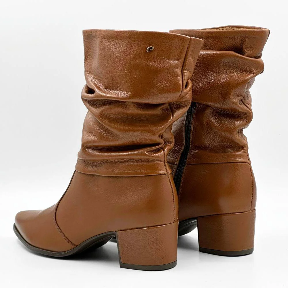 Bota Pegada Cano Médio Salto Médio Feminina Marrom 3