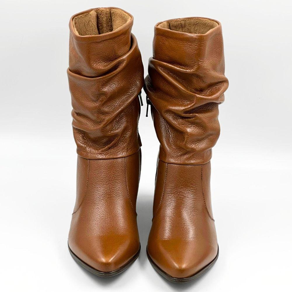 Bota Pegada Cano Médio Salto Médio Feminina Marrom 4