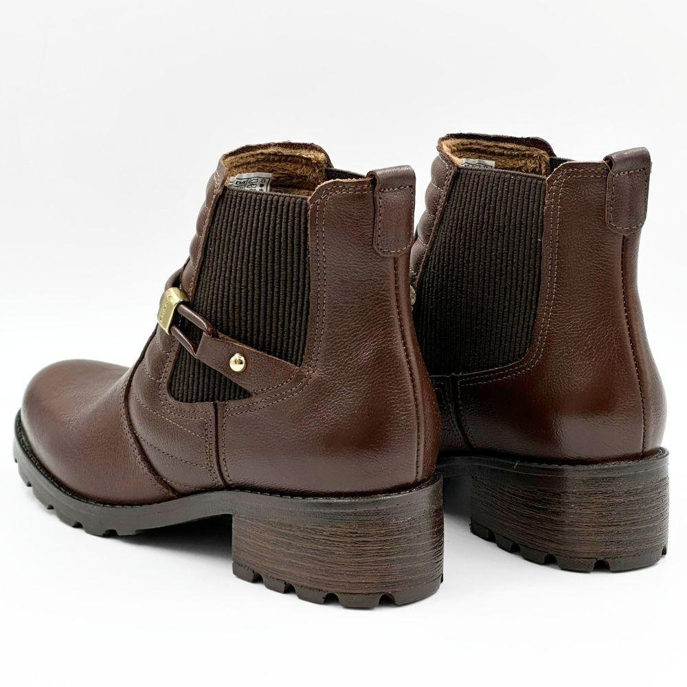 Bota Pegada Cano Curto Salto Baixo Tratorado Feminina Marrom 3