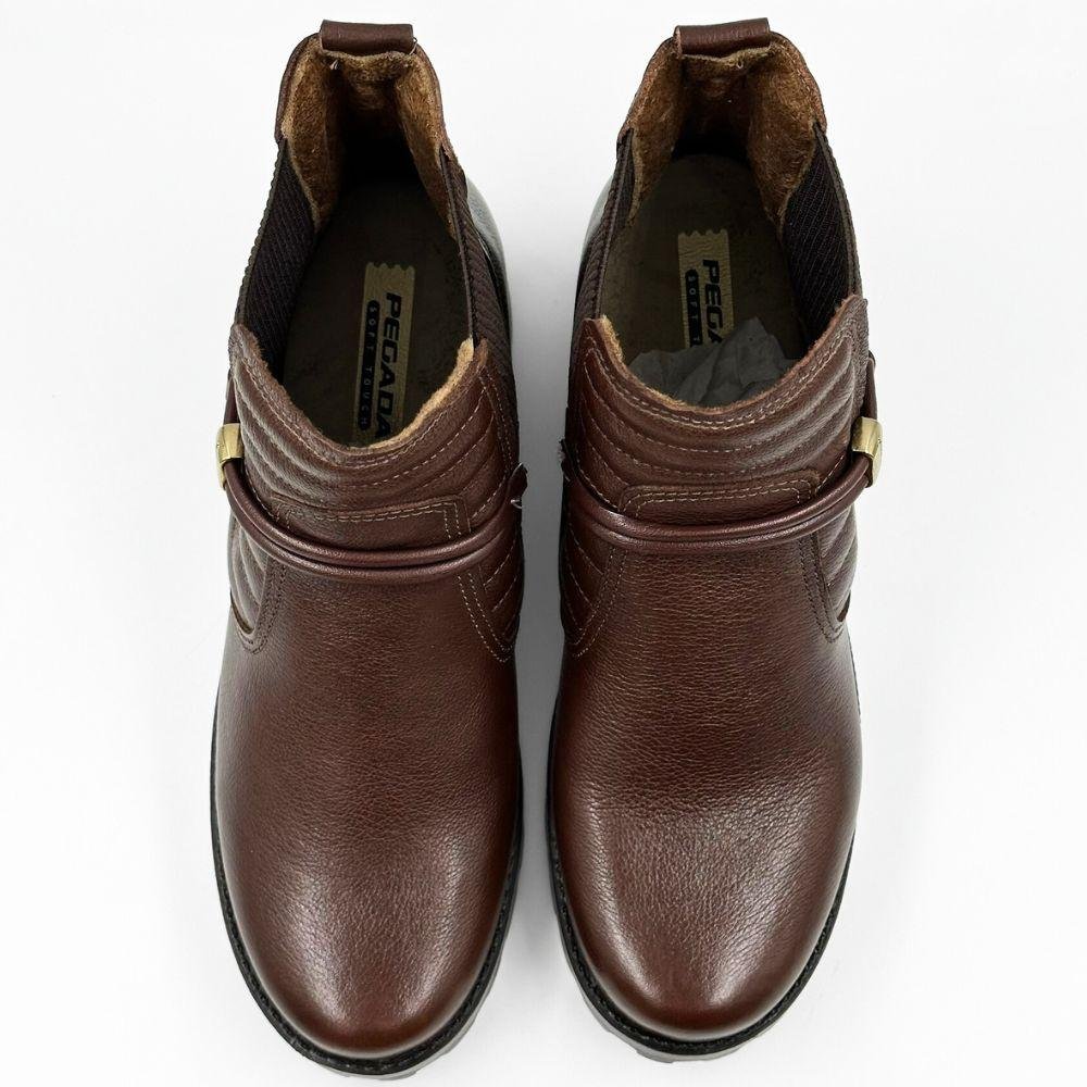 Bota Pegada Cano Curto Salto Baixo Tratorado Feminina Marrom 4