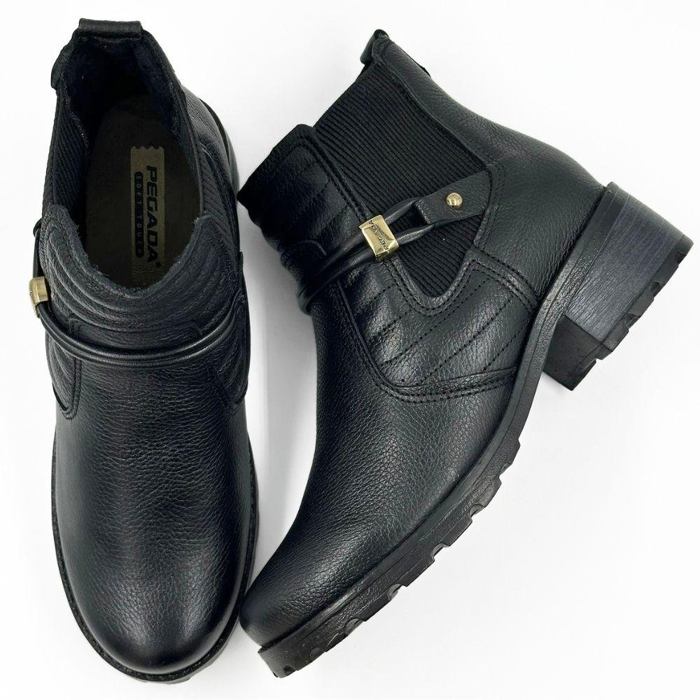 Bota Pegada Cano Curto Salto Baixo Tratorado Feminina Preto 4