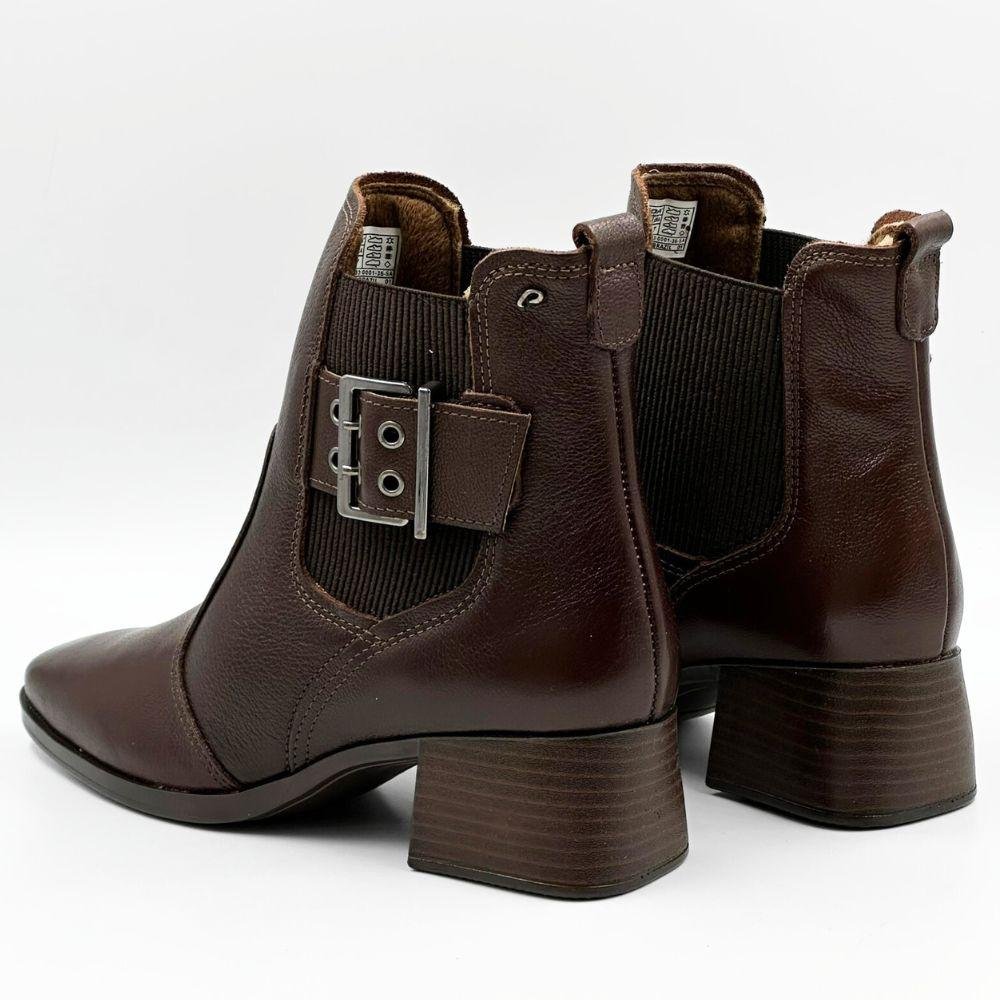 Bota Pegada Cano Curto com Fivela Salto Médio Feminina Marrom 3