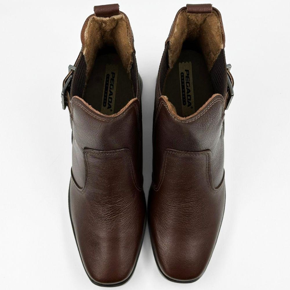 Bota Pegada Cano Curto com Fivela Salto Médio Feminina Marrom 4