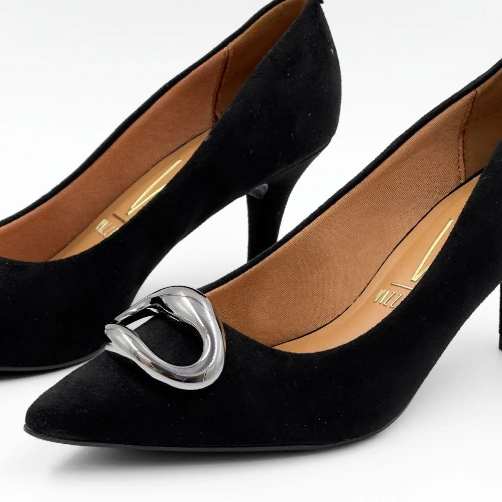 Sapato Vizzano Scarpin em Camurça Salto Médio Feminino Preto 3