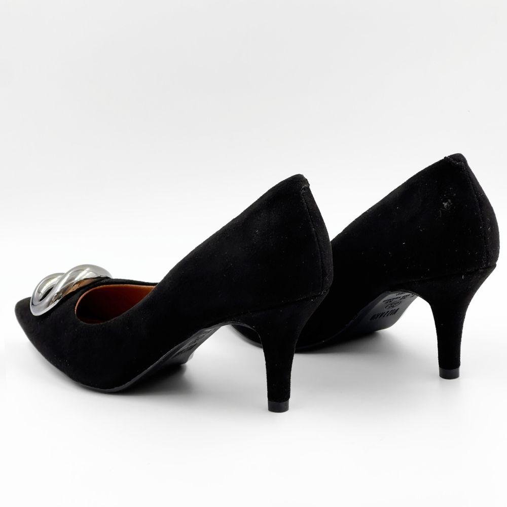 Sapato Vizzano Scarpin em Camurça Salto Médio Feminino Preto 4