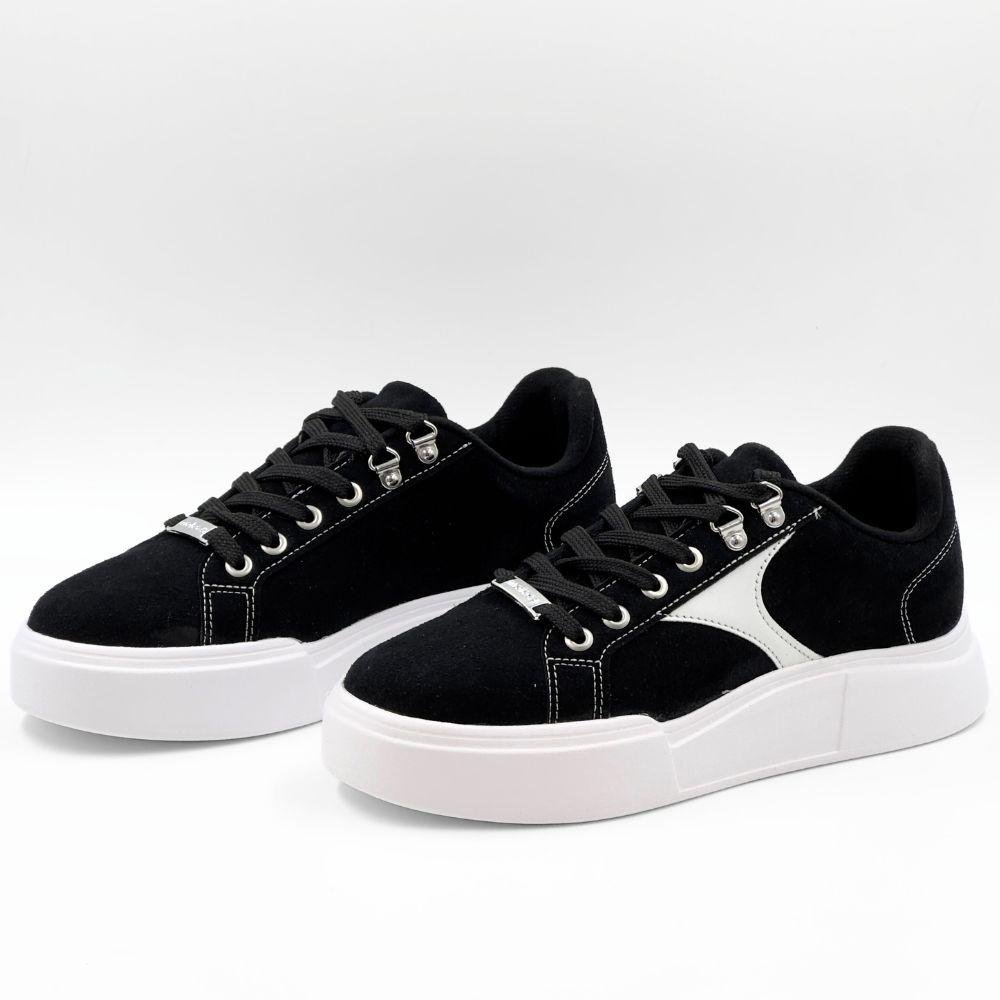 Tênis Moleca Casual Flatform em Camurça Feminino Preto 2