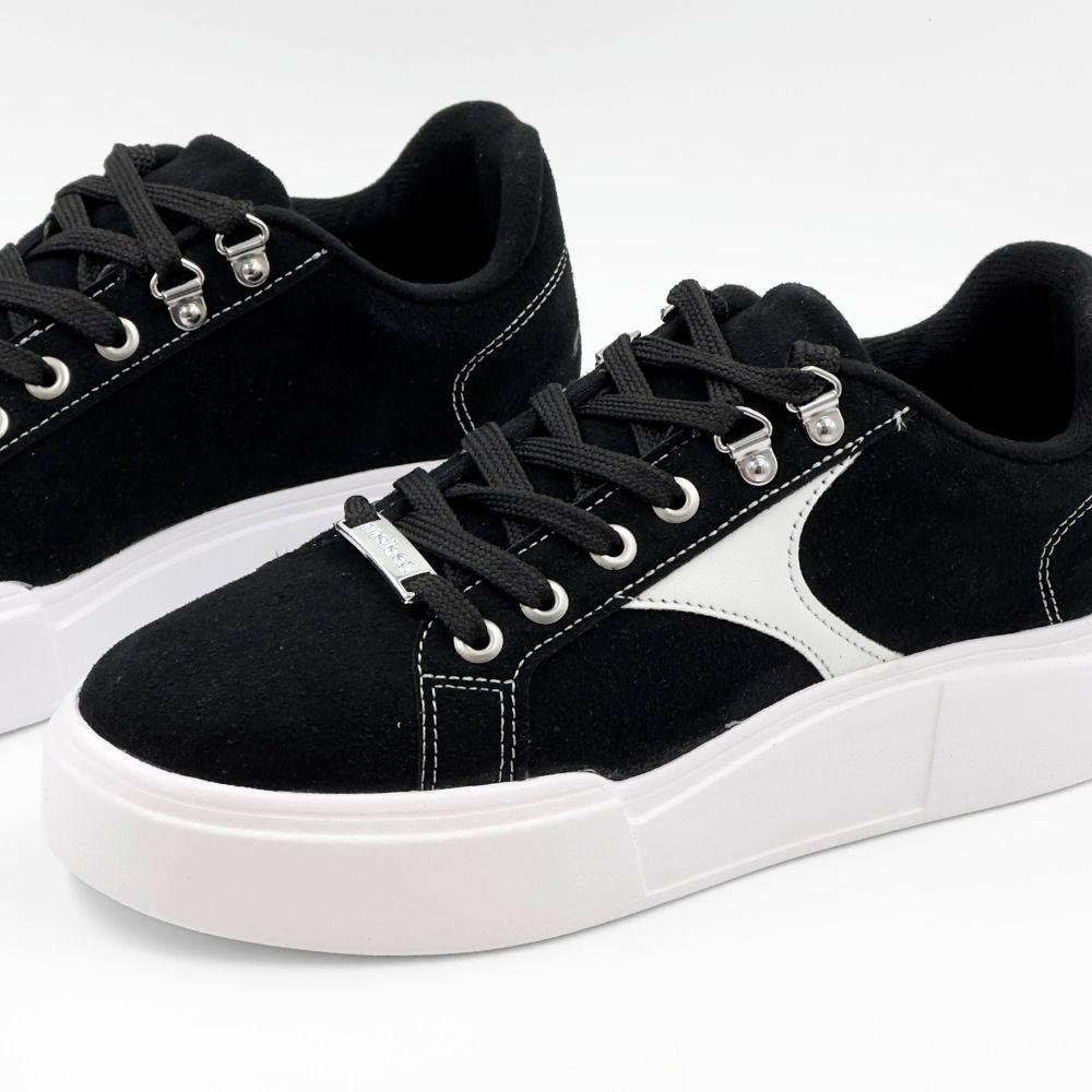 Tênis Moleca Casual Flatform em Camurça Feminino Preto 3