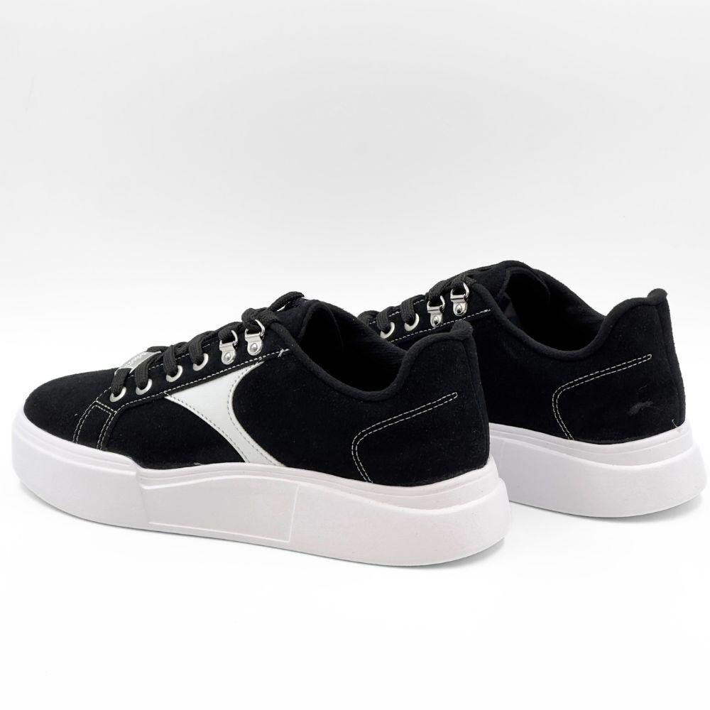 Tênis Moleca Casual Flatform em Camurça Feminino Preto 4