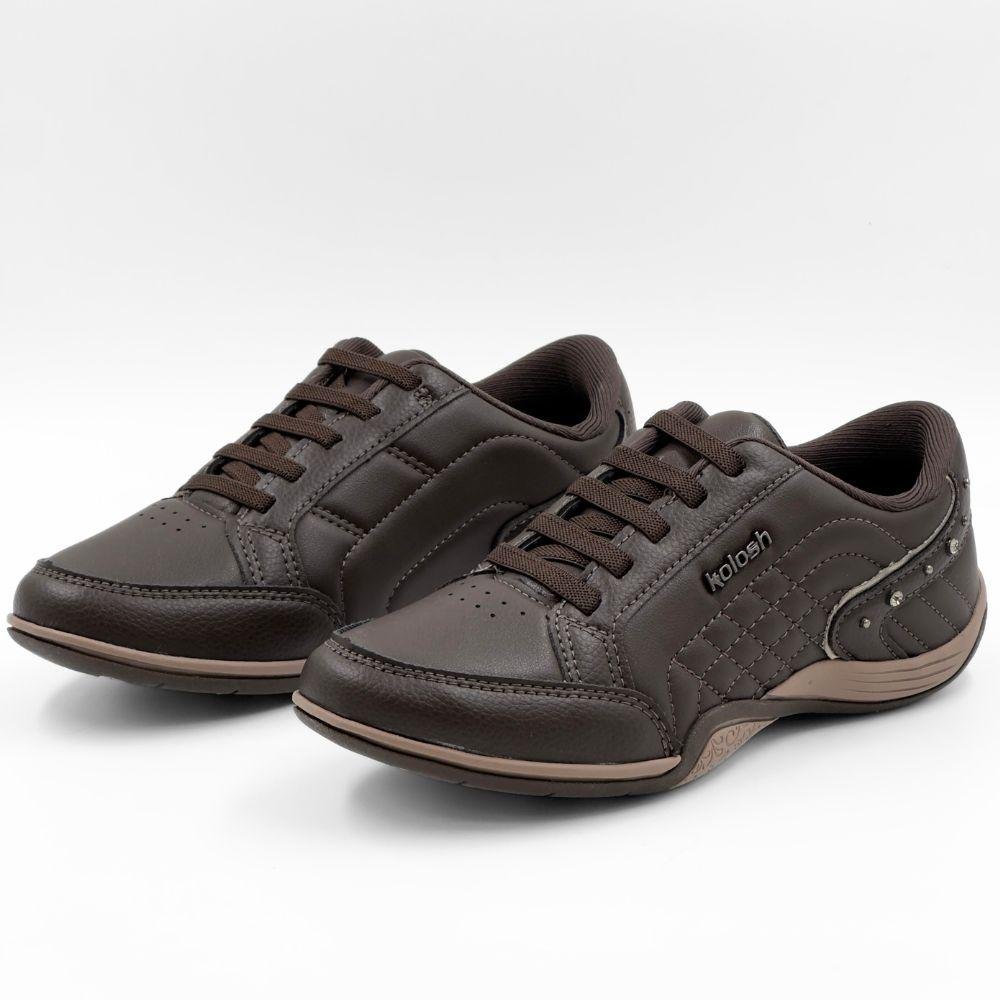 Tênis Kolosh Casual com Cadarço Elástico Feminino Marrom 2