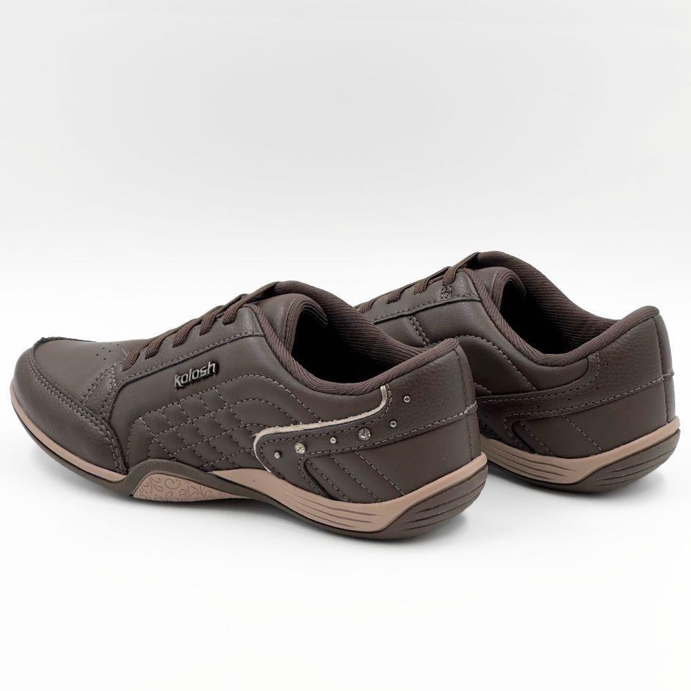 Tênis Kolosh Casual com Cadarço Elástico Feminino Marrom 4