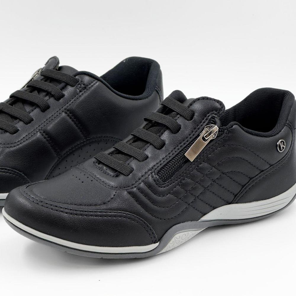 Tênis Kolosh Casual com Cadarço Elástico e Zíper Feminino Preto 3