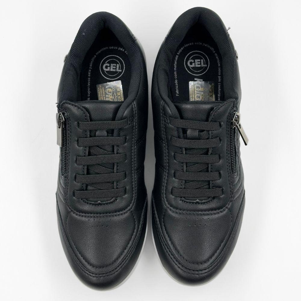 Tênis Kolosh Casual com Cadarço Elástico e Zíper Feminino Preto 5