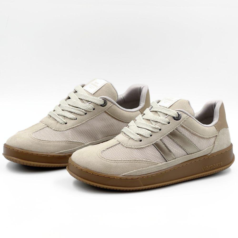 Tênis Via Marte Casual em Camurça com Cadarço Feminino Bege 2