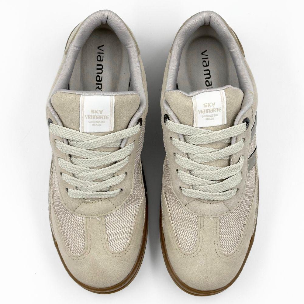 Tênis Via Marte Casual em Camurça com Cadarço Feminino Bege 4