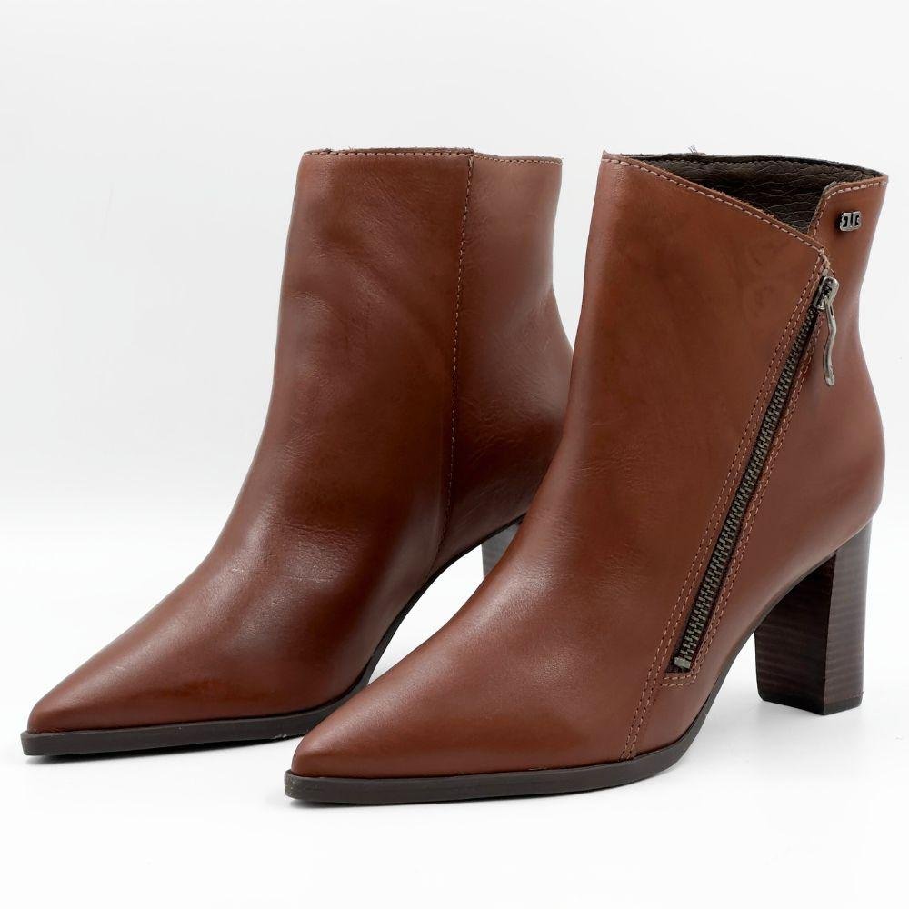 Bota Bottero Cano Curto Salto Alto Feminina Marrom 2