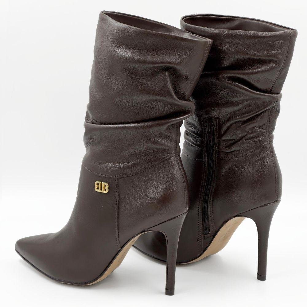 Bota Bottero Cano Médio Salto Alto Fino Feminina Marrom 3