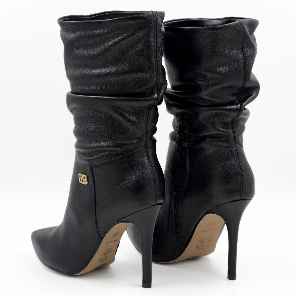 Bota Bottero Cano Médio Salto Alto Fino Feminina Preto 3