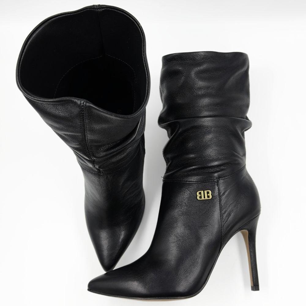 Bota Bottero Cano Médio Salto Alto Fino Feminina Preto 4