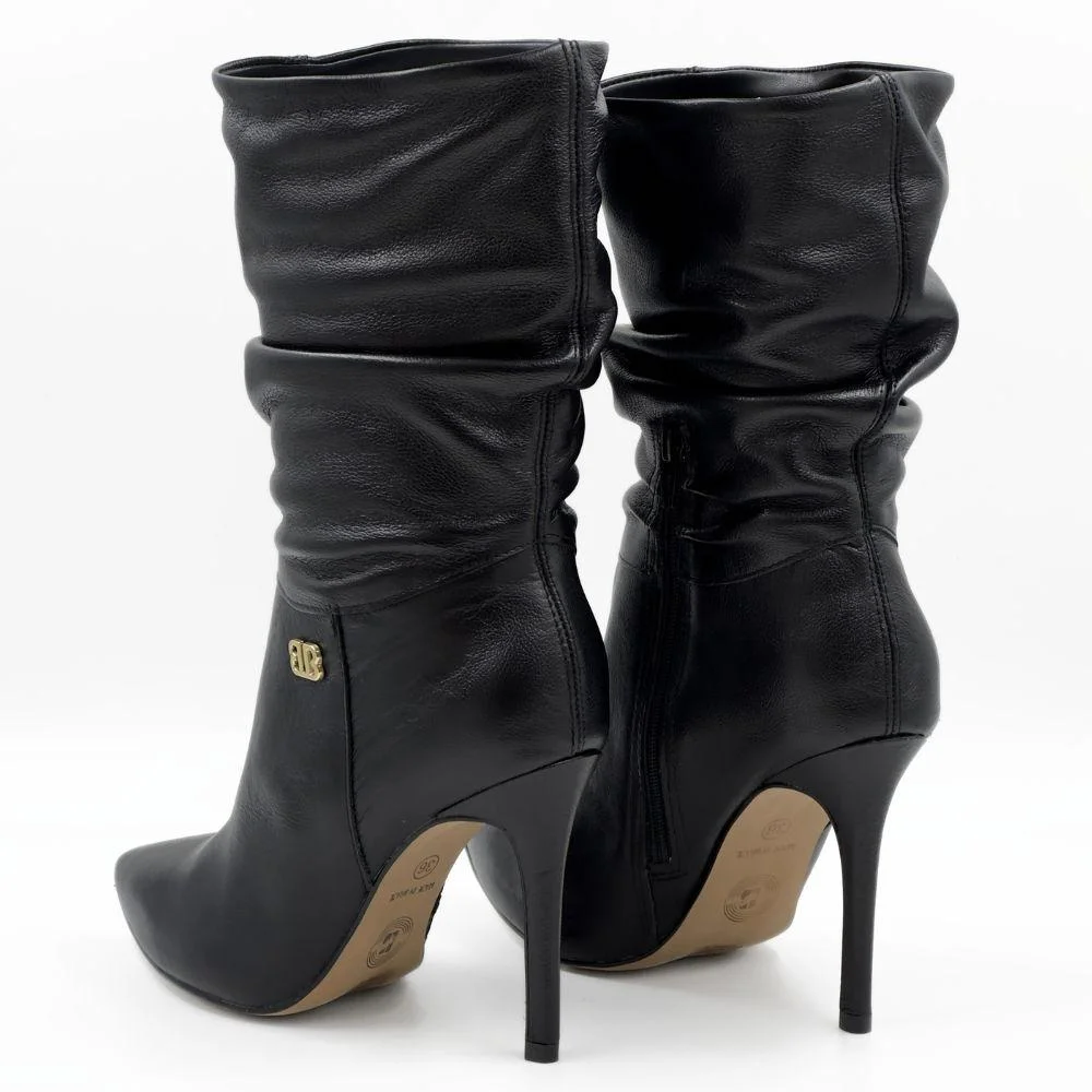 Bota Bottero Cano Médio Salto Alto Fino Feminina Preto 3